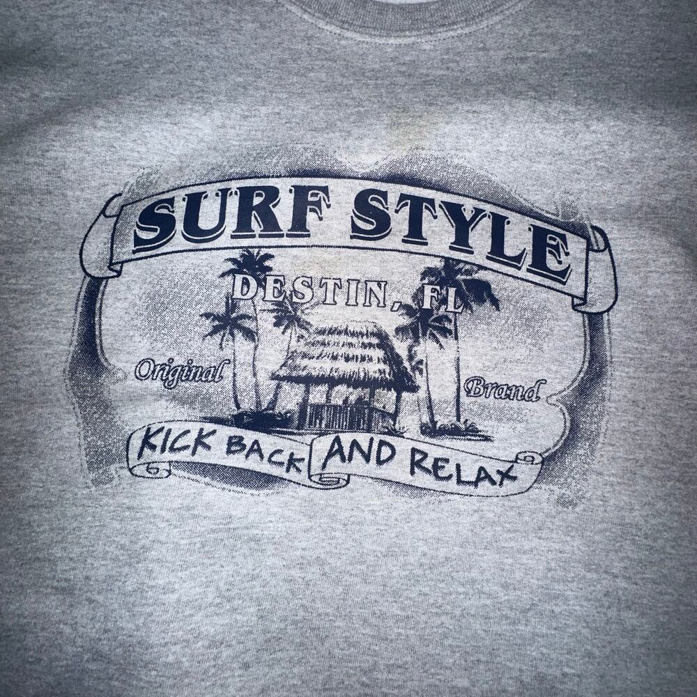 Jerzees Surf Style Destin FL Sweatshirt Gray Size Large